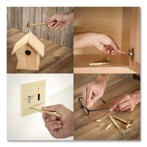 Image of Great Neck® 5-in-1 Carpenter's Hammer with Nesting Handle Containing Four Screwdrivers, 6.5" Long Gold Handle