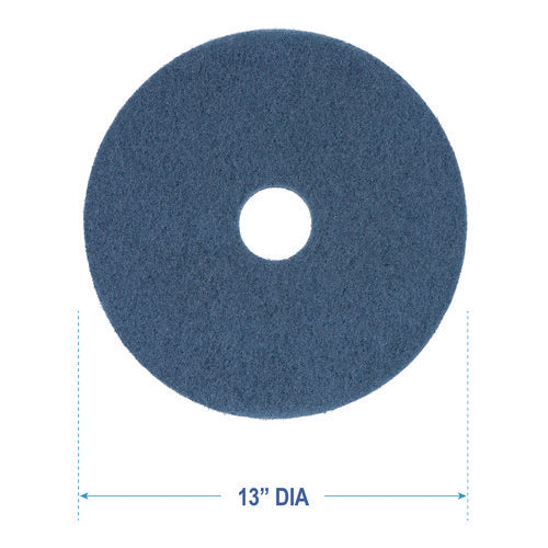 Image of Boardwalk® Scrubbing Floor Pads, 13" Diameter, Blue, 5/carton
