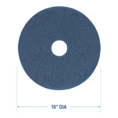 Image of Boardwalk® Scrubbing Floor Pads, 16" Diameter, Blue, 5/carton