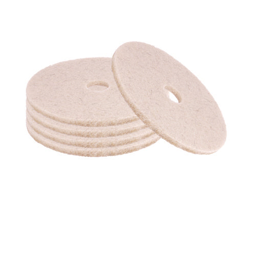 Image of Boardwalk® Natural Hog Hair Burnishing Floor Pads, 17" Diameter, Tan, 5/carton