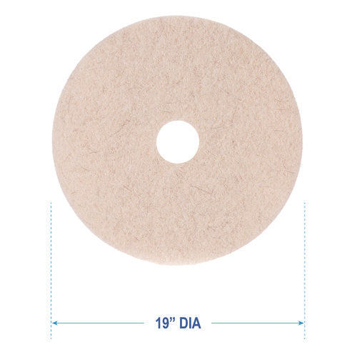 Image of Boardwalk® Natural Hog Hair Burnishing Floor Pads, 19" Diameter, Tan, 5/carton