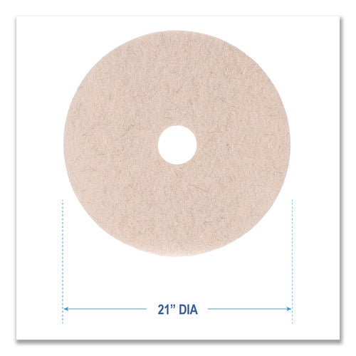 Image of Boardwalk® Natural Hog Hair Burnishing Floor Pads, 21" Diameter, Tan, 5/carton