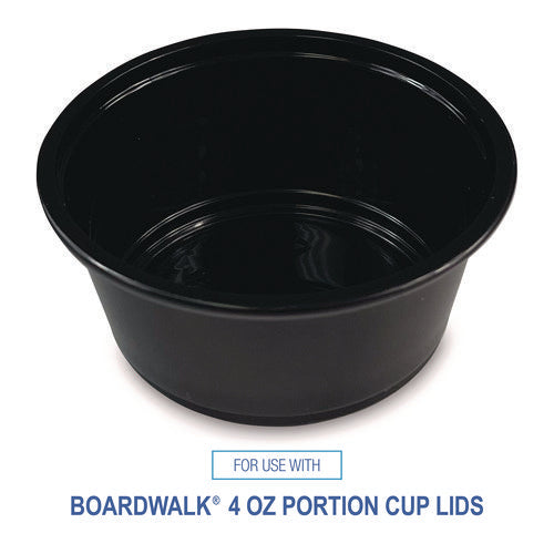 Image of Boardwalk® Souffle/Portion Cups, 3.25 oz, Plastic, Black, 2,500/Carton