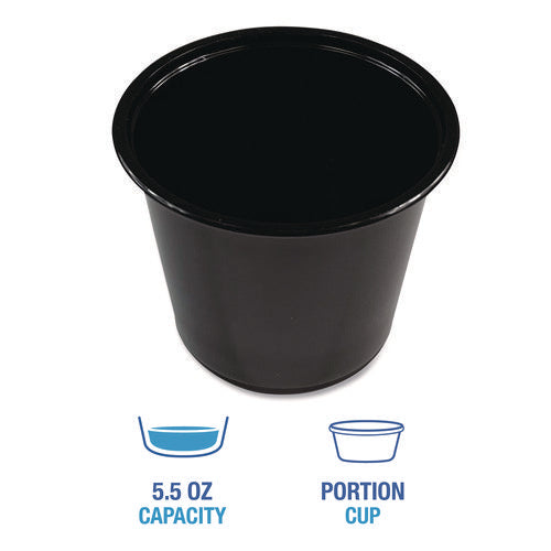 Image of Boardwalk® Souffle/Portion Cups, 5.5 oz, Plastic, Black, 2,500/Carton