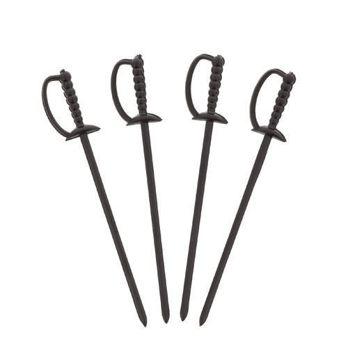 Image of AmerCareRoyal® Sword Picks, Plastic, 6", Black, 1,000/Box, 10 Boxes/Carton