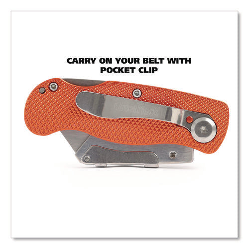 Image of Great Neck® Quick Change Lock Back Utility Knife, 3.5" Aluminum Handle, Orange