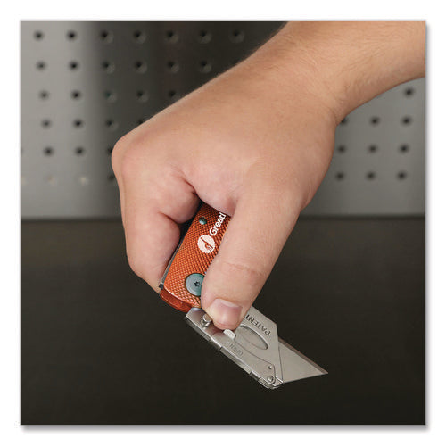Image of Great Neck® Quick Change Lock Back Utility Knife, 3.5" Aluminum Handle, Orange