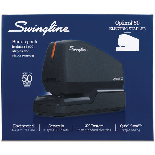 Image of Swingline® Optima 50 Electric Stapler, 50-Sheet Capacity, Black/Orange