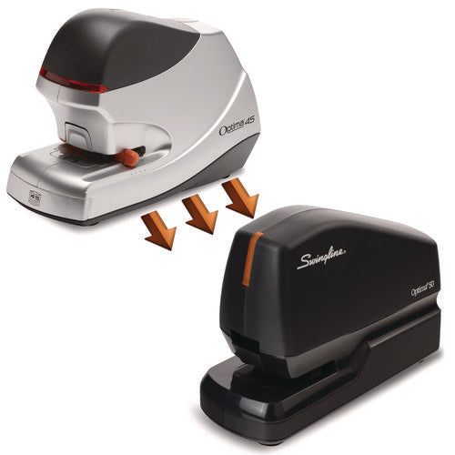 Image of Swingline® Optima 50 Electric Stapler, 50-Sheet Capacity, Black/Orange