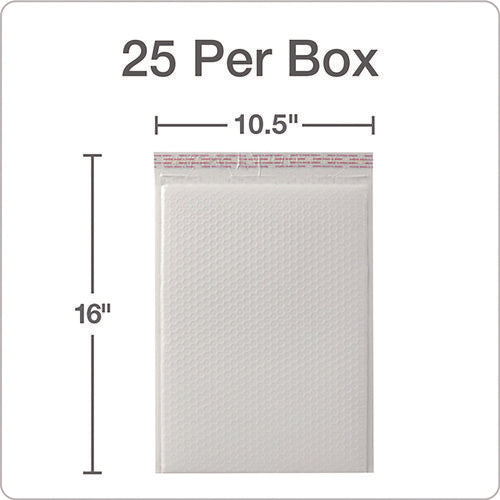 Image of Quality Park Poly Bubble Mailers, #5, Barrier Bubble Cushion, Redi-Seal Adhesive Closure, 10.5 x 15, White, 25/Pack