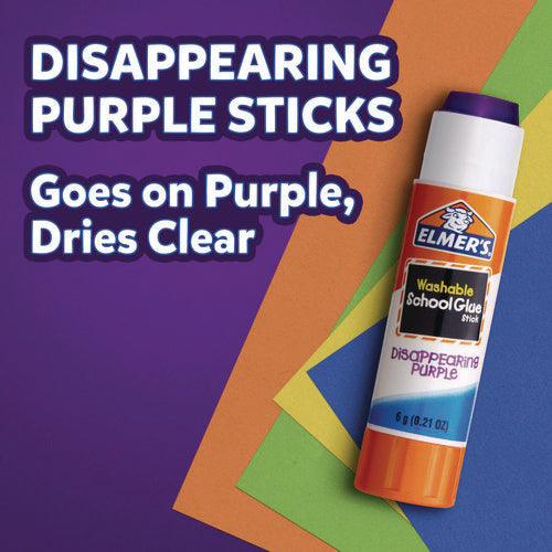 Image of Elmer's® DISAPPEARING PURPLE SCHOOL GLUE STICK, 0.21 OZ, DRIES CLEAR, 8/PACK