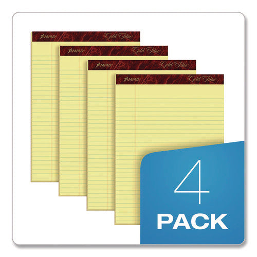 Image of Ampad® Gold Fibre Writing Pads, Wide/legal Rule, 50 Canary-Yellow 8.5 X 11.75 Sheets, 4/pack