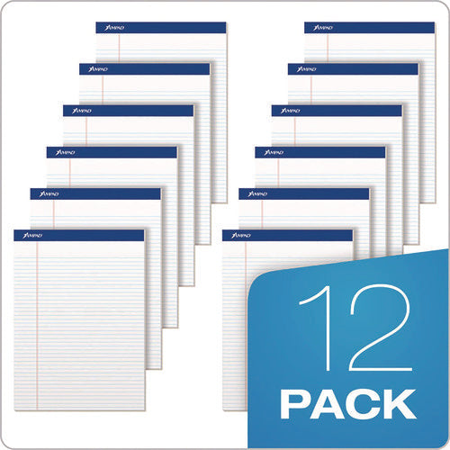 Image of Ampad® Perforated Writing Pads, Narrow Rule, 50 White 8.5 X 11.75 Sheets, Dozen