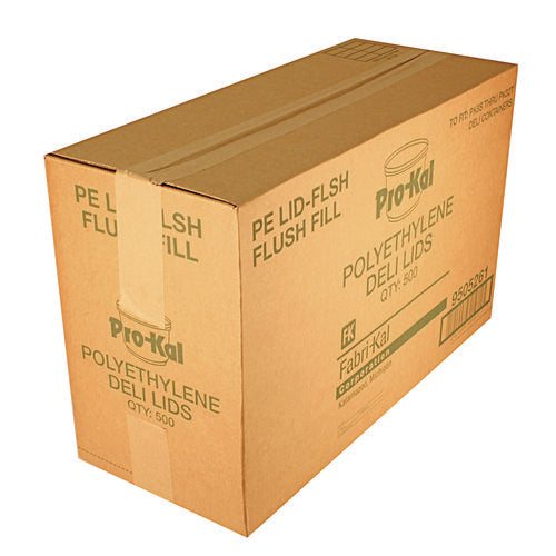 Image of Fabri-Kal® Pro Kal Polyethylene Flush Fill Round Deli Lids, 4.6" Diameter, Clear, Plastic, 500/Carton