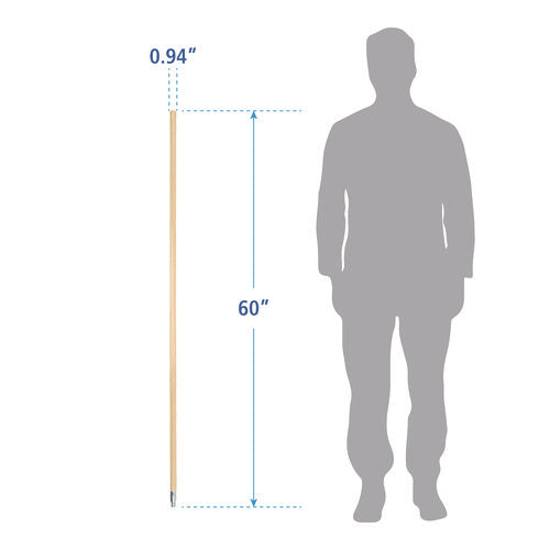 Image of Boardwalk® Metal Tip Threaded Hardwood Broom Handle, 0.94" dia x 60", Natural