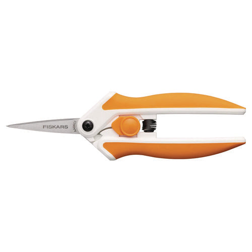 Image of Fiskars® Micro-Tip Easy Action Scissors, 6.1" Long, 1.75" Cut Length, Orange/White Handle