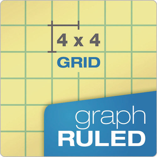 Image of Ampad® Gold Fibre Canary Quadrille Pads, Stapled With Perforated Sheets, Quadrille Rule (4 Sq/in), 50 Canary 8.5 X 11.75 Sheets
