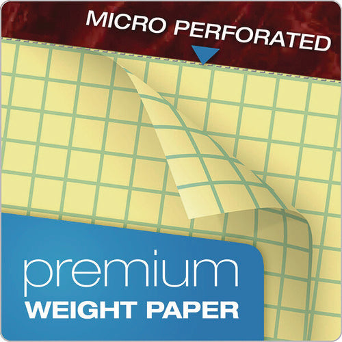 Image of Ampad® Gold Fibre Canary Quadrille Pads, Stapled With Perforated Sheets, Quadrille Rule (4 Sq/in), 50 Canary 8.5 X 11.75 Sheets