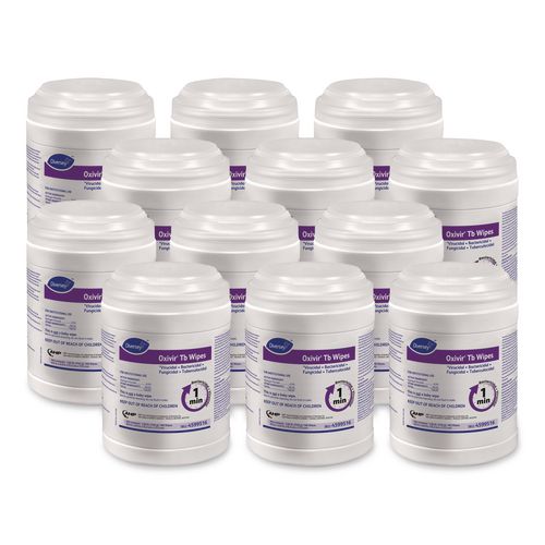 Image of Diversey Oxivir TB Disinfectant Wipes, 7 x 6, White, 160/Canister, 12 Canisters/Carton