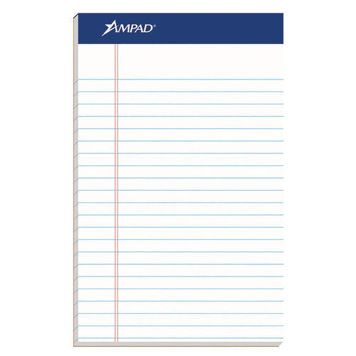 Image of Ampad® Perforated Writing Pads, Narrow Rule, 50 White 5 X 8 Sheets, Dozen