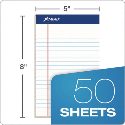 Image of Ampad® Perforated Writing Pads, Narrow Rule, 50 White 5 X 8 Sheets, Dozen