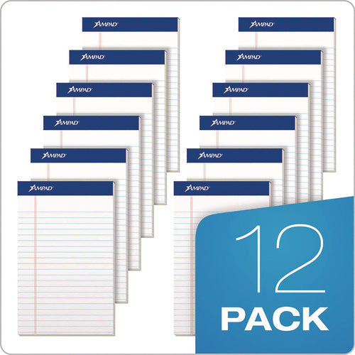 Image of Ampad® Perforated Writing Pads, Narrow Rule, 50 White 5 X 8 Sheets, Dozen