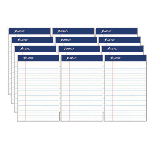Image of Ampad® Perforated Writing Pads, Narrow Rule, 50 White 5 X 8 Sheets, Dozen