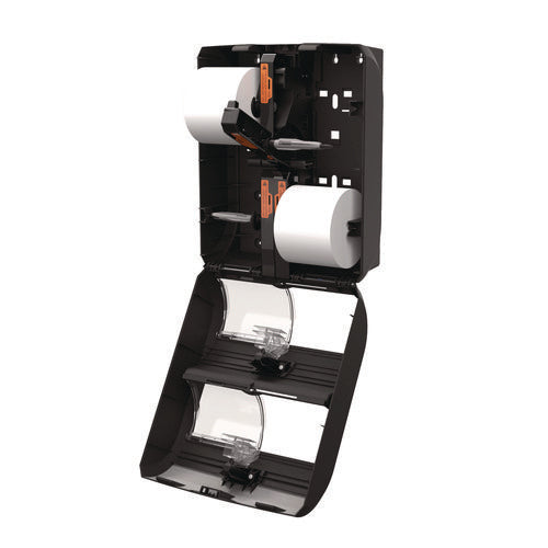 Image of Georgia Pacific® Professional Compact Quad Vertical Four Roll Coreless Tissue Dispenser, 12.31 x 14.81 x 7.86, Black