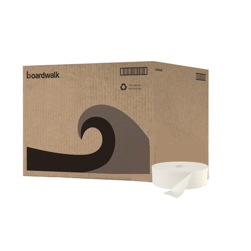 Image of Boardwalk® JRT Bath Tissue, Jumbo, Septic Safe, 2-Ply, White, 3.5" x 2,000 ft, 12" dia, 6 Rolls/Carton