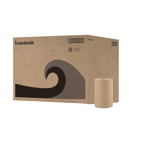 Image of Boardwalk® Hardwound Paper Towels, 1-Ply, 8" x 350 ft, Natural, 12 Rolls/Carton