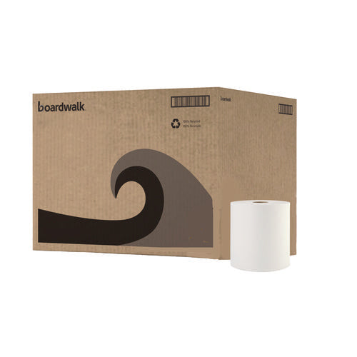 Image of Boardwalk® Hardwound Paper Towels, 1-Ply, 8" x 800 ft, White, 6 Rolls/Carton