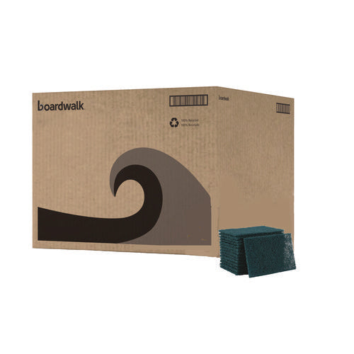 Image of Boardwalk® Heavy-Duty Scouring Pad, 6 x 9, Green, 15/Carton