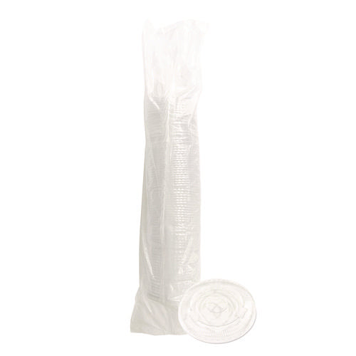 Image of Boardwalk® Crystal-Clear Cold Cup Straw-Slot Lids, Fits 9 oz to 10 oz Cold Cups, Plastic, Clear, 100/Pack