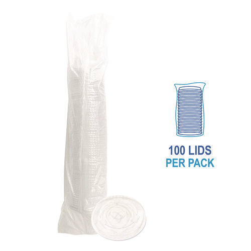 Image of Boardwalk® Crystal-Clear Cold Cup Straw-Slot Lids, Fits 9 oz to 10 oz Cold Cups, Plastic, Clear, 100/Pack