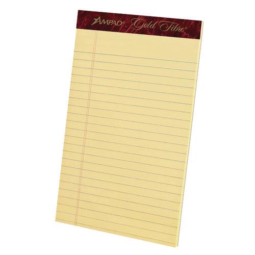 Image of Ampad® Gold Fibre Quality Writing Pads, Medium/college Rule, 50 Canary-Yellow 5 X 8 Sheets, Dozen