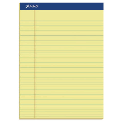 Image of Ampad® Perforated Writing Pads, Narrow Rule, 50 Canary-Yellow 8.5 X 11.75 Sheets, Dozen