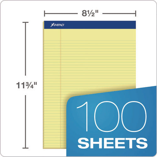 Image of Ampad® Perforated Writing Pads, Narrow Rule, 50 Canary-Yellow 8.5 X 11.75 Sheets, Dozen
