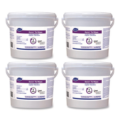 Image of Diversey Oxivir TB Disinfectant Wipes, 11 x 12, White, 160/Bucket, 4 Buckets/Carton