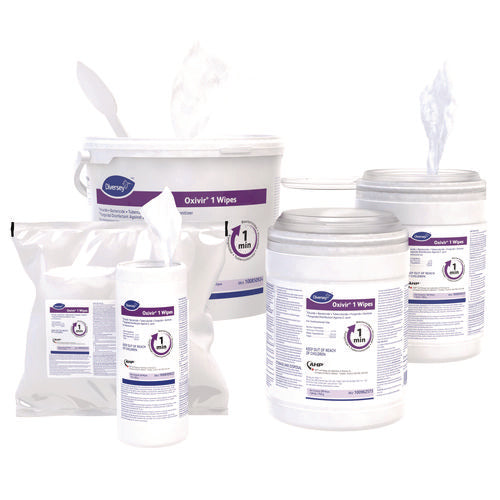 Image of Diversey Oxivir TB Disinfectant Wipes, 7 x 6, White, 60/Canister, 12 Canisters/Carton
