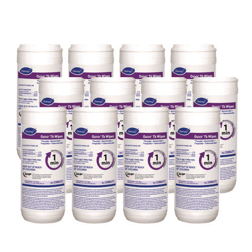 Image of Diversey Oxivir TB Disinfectant Wipes, 7 x 6, White, 60/Canister, 12 Canisters/Carton