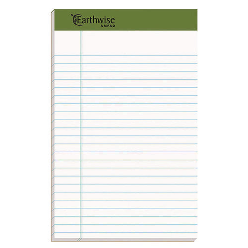 Image of Ampad® Earthwise By Ampad Recycled Paper Legal Pads, Wide/legal Rule, 40 White 5 X 8 Sheets, 6/pack