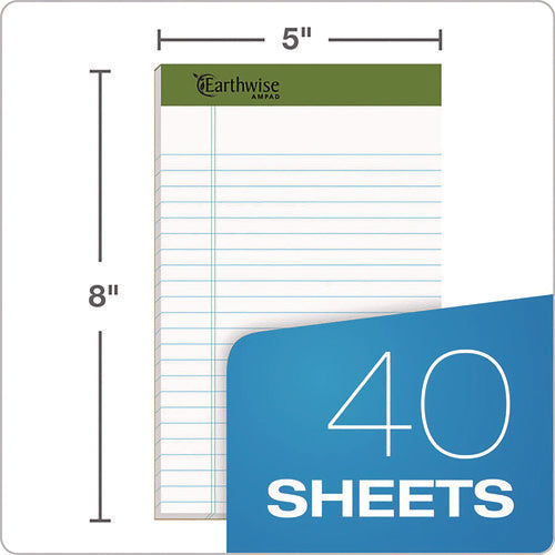 Image of Ampad® Earthwise By Ampad Recycled Paper Legal Pads, Wide/legal Rule, 40 White 5 X 8 Sheets, 6/pack