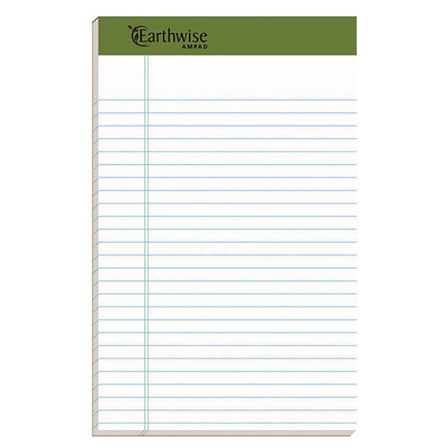 Image of Ampad® Earthwise By Ampad Recycled Writing Pad, Narrow Rule, Politex Green Headband, 50 White 5 X 8 Sheets, Dozen