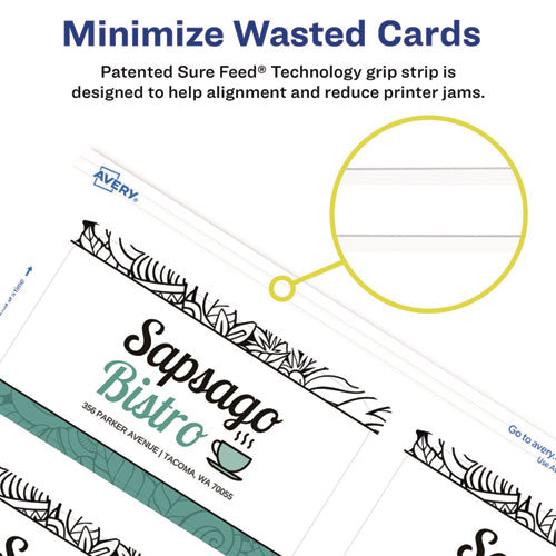 Image of Avery® Round Corner Print-To-The-Edge Business Cards, Inkjet, 2 X 3.5, White, 160 Cards, 8 Cards/sheet, 20 Sheets/pack