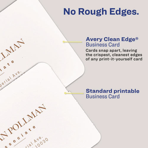 Image of Avery® Round Corner Print-To-The-Edge Business Cards, Inkjet, 2 X 3.5, White, 160 Cards, 8 Cards/sheet, 20 Sheets/pack