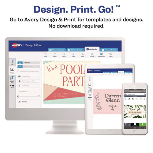 Image of Avery® Round Corner Print-To-The-Edge Business Cards, Inkjet, 2 X 3.5, White, 160 Cards, 8 Cards/sheet, 20 Sheets/pack