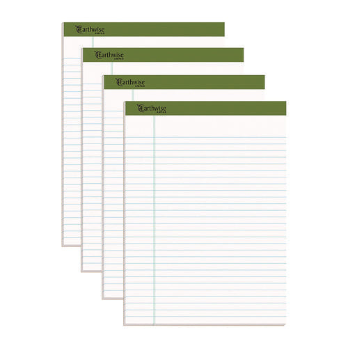 Image of Ampad® Earthwise By Ampad Recycled Writing Pad, Wide/legal Rule, Politex Sand Headband, 40 White 8.5 X 11.75 Sheets, 4/pack