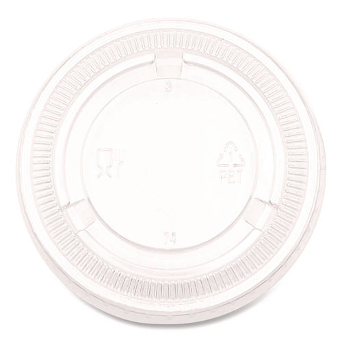 Image of Boardwalk® Souffle/Portion Cup Lids, Fits 3.25 oz to 5.5 oz Portion Cups, Plastic, Clear, 2,500/Carton