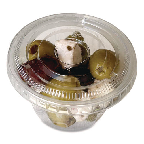 Image of Boardwalk® Souffle/Portion Cup Lids, Fits 3.25 oz to 5.5 oz Portion Cups, Plastic, Clear, 2,500/Carton