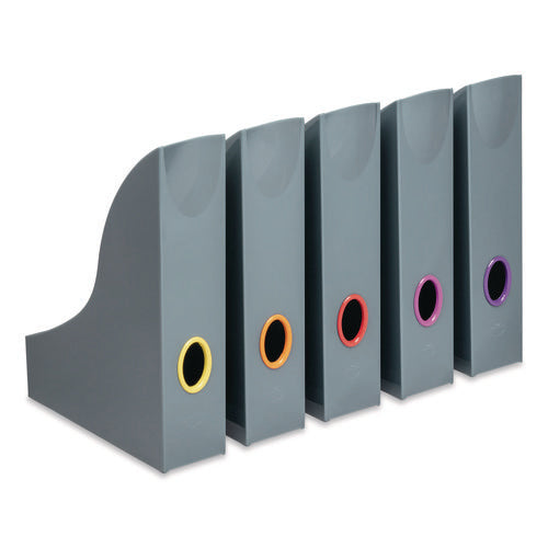 Image of Durable® VARICOLOR Plastic Magazine Racks, 2.88w x 9.5d x 12h, Gray/Multicolor, 5/Pack